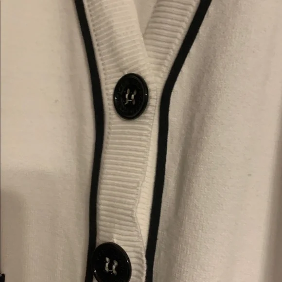 Karl Lagerfeld Ivory Cardigan with Ebony Accents(in spare room) - Picture 5 of 11